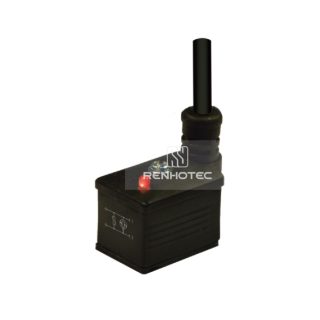 Type B Industrial Solenoid Valve Connector, 2+PE, With Bipolar Led + Varistor, 1M Wire Harness, 180°Outlet 24V AC/DC
