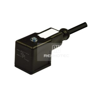 Type B Industrial Solenoid Valve Connector, 2+2PE, With Full-Wave Bridge Rectifier, 1M Wire Harness, 90°Outlet