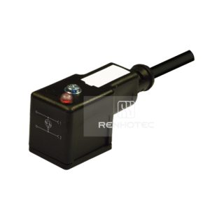 Type B EN175301-803 Solenoid Valve Connector, 2+PE, With Bipolar Led, 1M Wire Harness, 90°Outlet 230V AC/DC