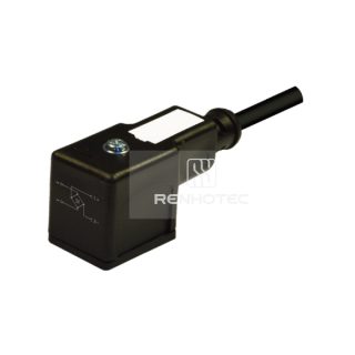 Type B EN175301-803 Solenoid Valve Connector, 2+PE, With Full-Wave Bridge Rectifier, 1M Wire Harness, 90°Outlet