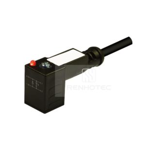 Type C EN175301-803 Solenoid Valve Connector, 2+2PE, With Led + Diode, 1M Wire Harness, 90°Outlet 115V DC