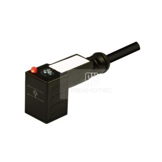 Type C EN175301-803 Solenoid Valve Connector, 2+2PE, With Bipolar Led, 1M Wire Harness, 90°Outlet 230V AC/DC