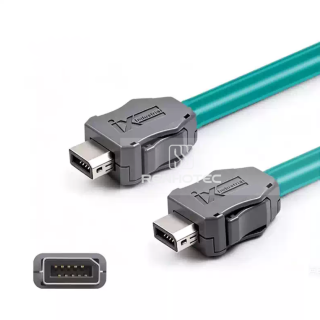 IX Industrial to IX 10-Pin Cat6A Ethernet Cable Assembly, IX40G-A-10S-CV (7.0) for Machine Vision and Industrial Automation