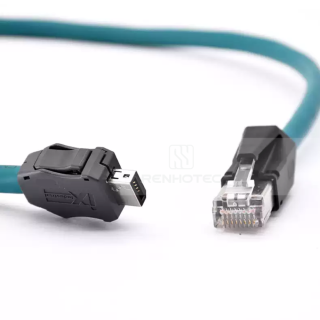 Alternative view of IX Industrial  IX 10-Pin to RJ45 8-Pin Cat6A Ethernet Cable, IX40G-A-10S-CV (7.0) for PoE and Machine Vision
