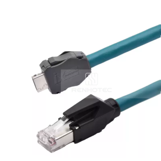 IX Industrial  IX 10-Pin to RJ45 8-Pin Cat6A Ethernet Cable, IX40G-A-10S-CV (7.0) for PoE and Machine Vision
